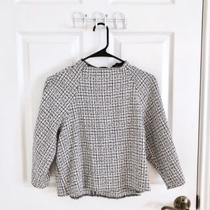 Zara Black and White 3/4 sleeve top